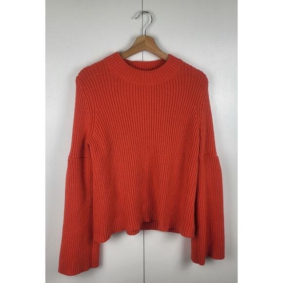 Boden Wool Alpaca Chunky Knit Bell Sleeve Pullover Mock Neck Leah Sweater | S - Picture 2 of 10